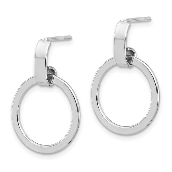 Leslie's Sterling Silver Rhodium-plated Polished Circle Dangle Earrings Image 2 John E. Koller Jewelry Designs Owasso, OK