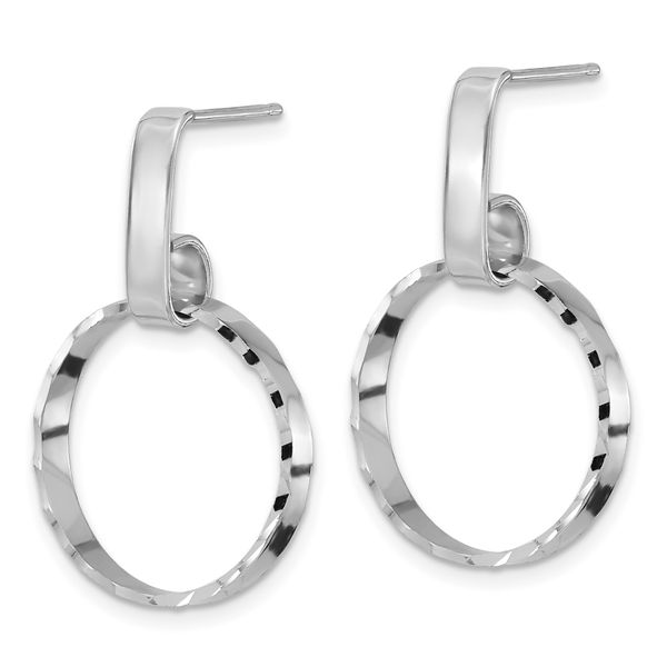 Leslie's Sterling Silver Rhodium-plated D/C Circles Post Dangle Earrings Image 2 Carroll's Jewelers Doylestown, PA
