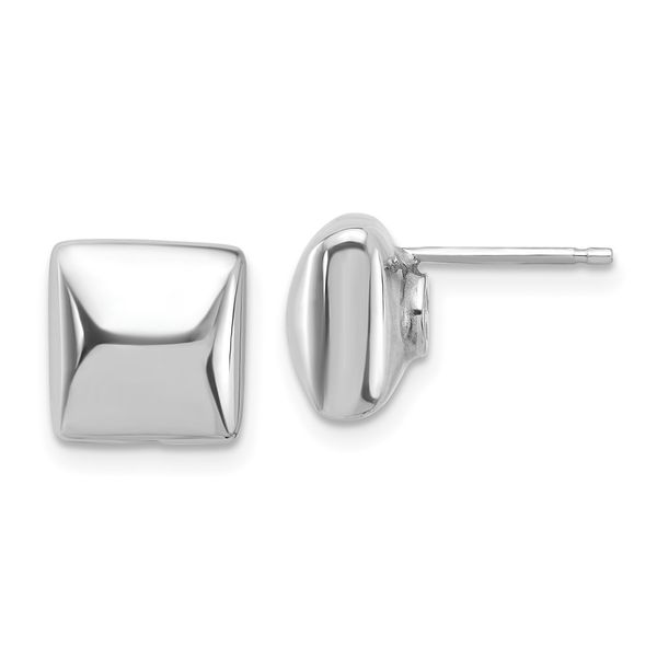 Leslie's Sterling Silver Rh-plat Polished Hollow Puffed Square Post Earring Falls Jewelers Concord, NC