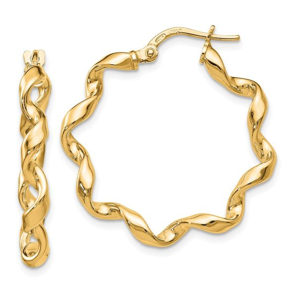 Sterling Silver Gold-Tone Polished Twisted Hoop Earrings | Cone Jewelers |  Carlsbad, NM