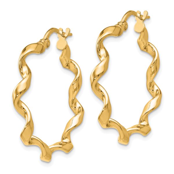 Leslie's Sterling Silver Gold-Tone Polished Twisted Hoop Earrings Image 2 John E. Koller Jewelry Designs Owasso, OK