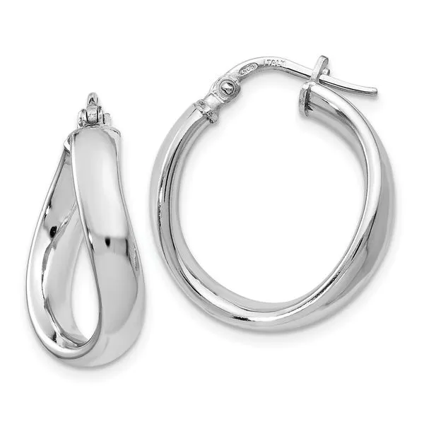 Women's Sterling Silver Hoop Earring Oval - Silver