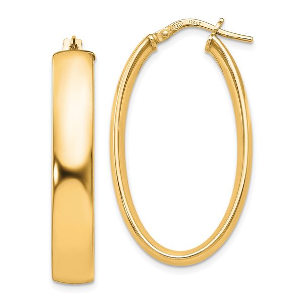Leslie's Sterling Silver Gold-Tone Polished Oval Hinged Hoop Earrings Gaines Jewelry Flint, MI