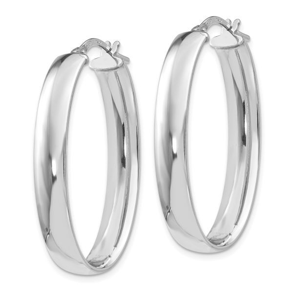 Leslie's Sterling Silver Polished Oval Hinged Hoop Earrings Image 2 The Hills Jewelry LLC Worthington, OH