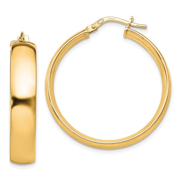 Leslie's Sterling Silver Gold-Tone Polished Hinged Hoop Earrings Chandlee Jewelers Athens, GA