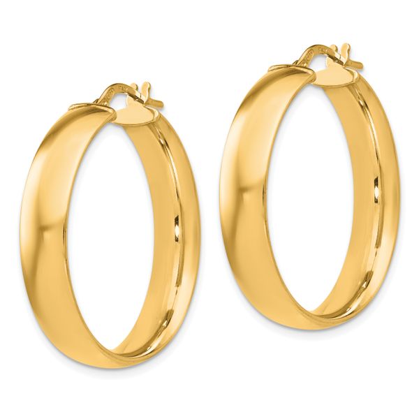 Leslie's Sterling Silver Gold-Tone Polished Hinged Hoop Earrings Image 2 Morin Jewelers Southbridge, MA