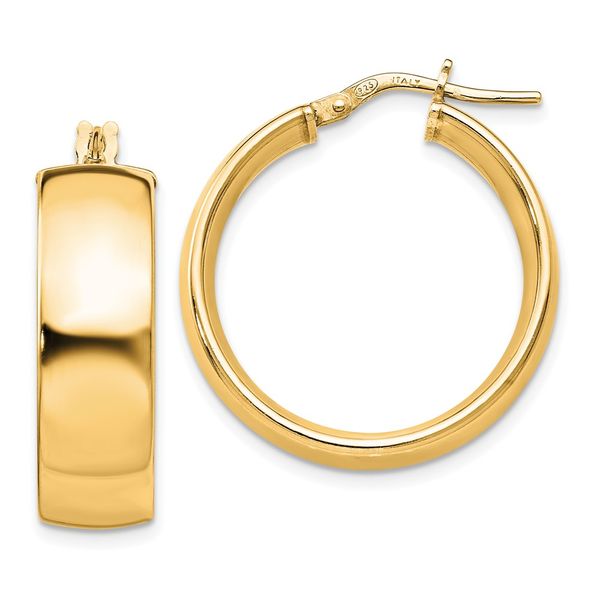 Leslie's Sterling Silver Gold-Tone Polished Hoop Earrings Ask Design Jewelers Olean, NY