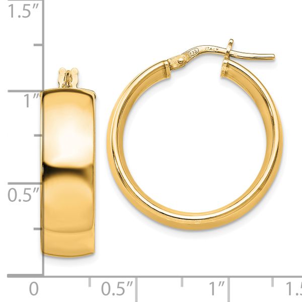 Leslie's Sterling Silver Gold-Tone Polished Hoop Earrings Image 3 K. Martin Jeweler Dodge City, KS