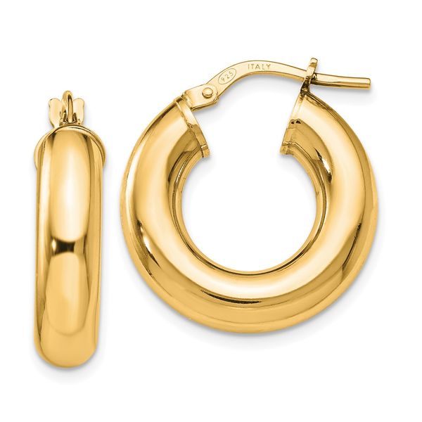 Leslie's Sterling Silver Gold-Tone Polished Hoop Earrings Morin Jewelers Southbridge, MA