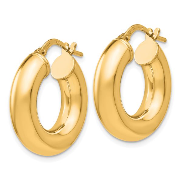 Leslie's Sterling Silver Gold-Tone Polished Hoop Earrings Image 2 Biondi Diamond Jewelers Aurora, CO