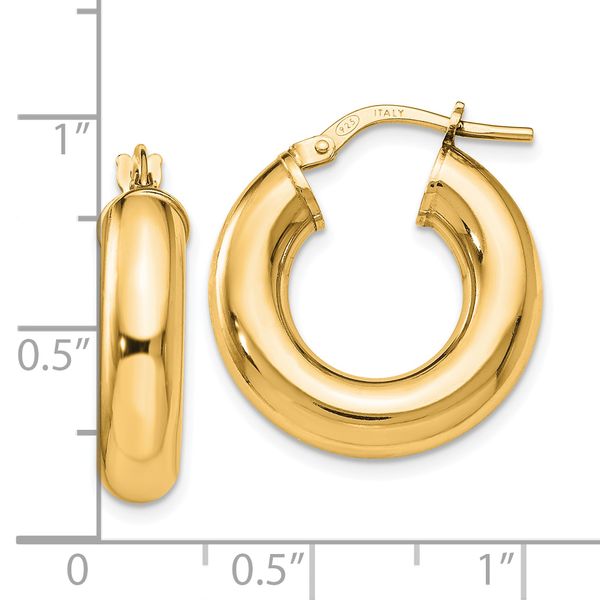 Leslie's Sterling Silver Gold-Tone Polished Hoop Earrings Image 3 Cone Jewelers Carlsbad, NM