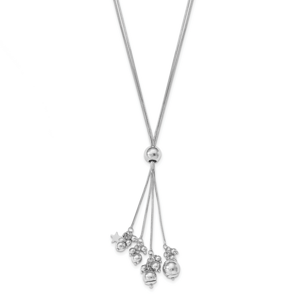 Leslie's Sterling Silver Rhodium-plated Beaded Adjustable Necklace Image 2 Brummitt Jewelry Design Studio LLC Raleigh, NC