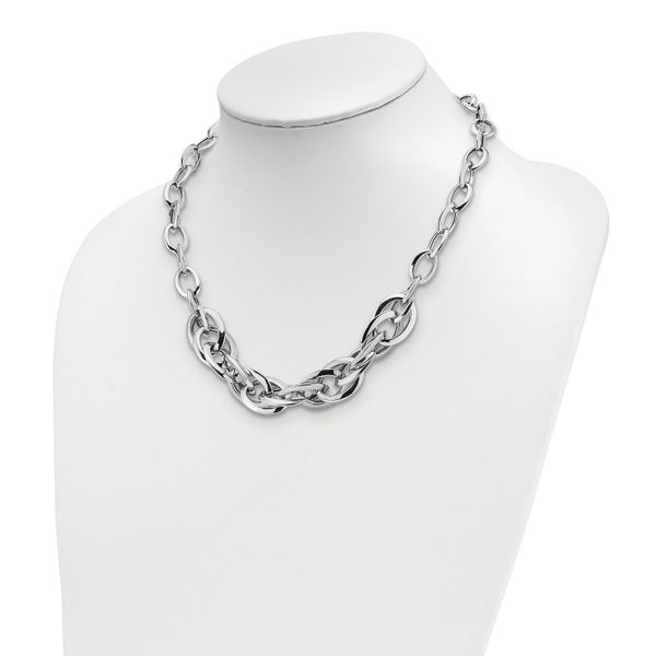 Leslie's Sterling Silver Rhodium-plated Polished Lock and Key Necklace