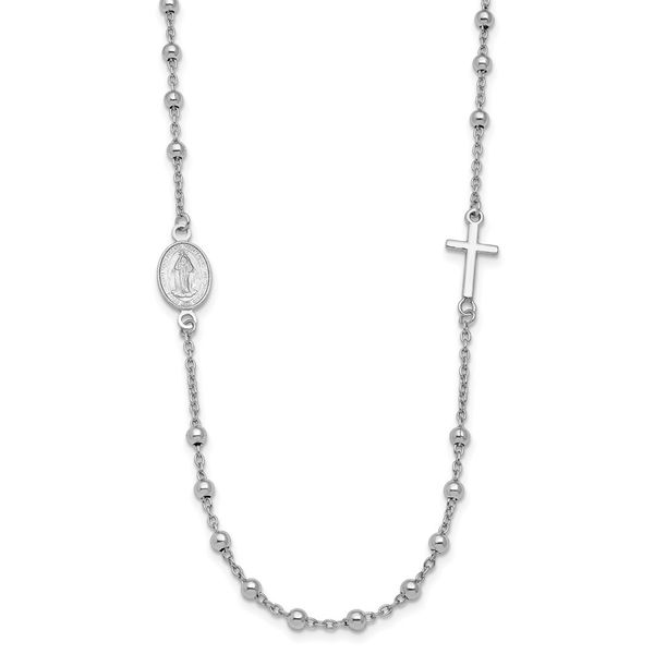 Leslie's Sterling Silver Rhod-pl Cross and Miraculous Medal Necklace Brummitt Jewelry Design Studio LLC Raleigh, NC