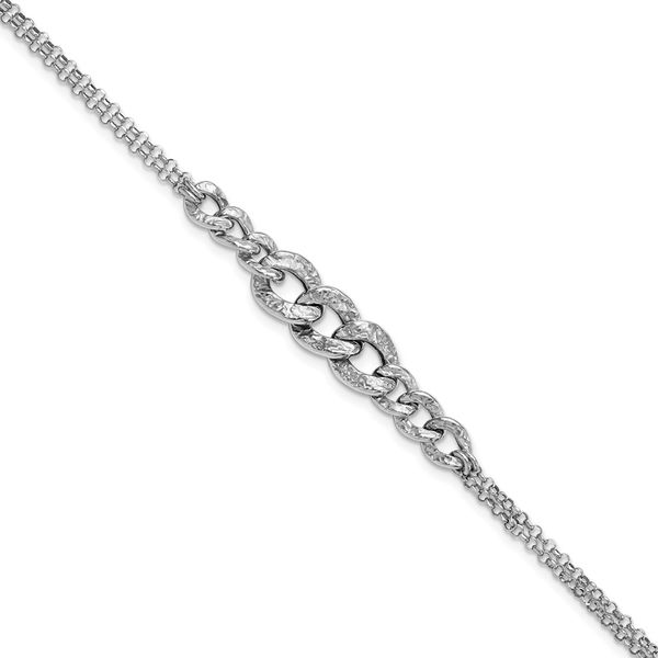 Sterling Silver Rhod-pl Textured Tawas, Jewelry strand Branham\'s | Br 2 1in w/ East ext | Link MI