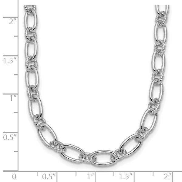 Leslie's Sterling Silver Rhod-plated Textured Fancy Link Necklace Image 4 The Hills Jewelry LLC Worthington, OH