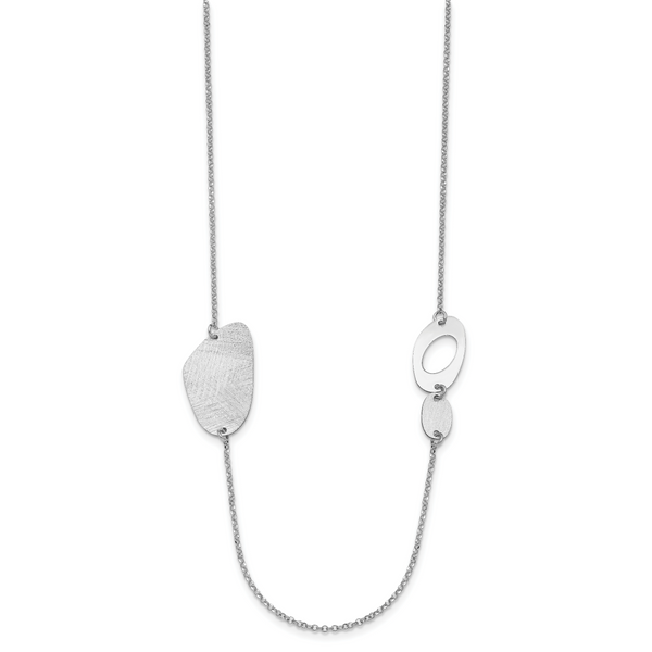 Leslie's Radiant Essence Sterling Silver Rhodium-plated Brushed Necklace Image 3 The Hills Jewelry LLC Worthington, OH
