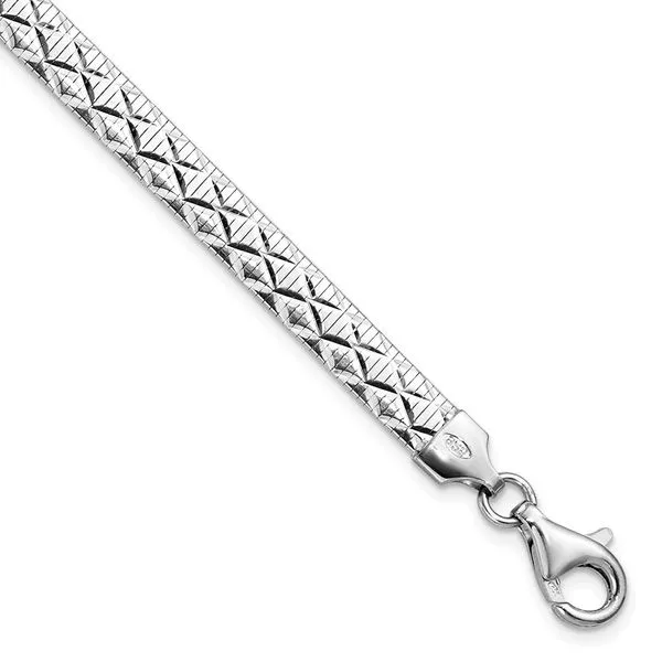 Leslie's Sterling Silver Rhod-plated Polished Textured Rever