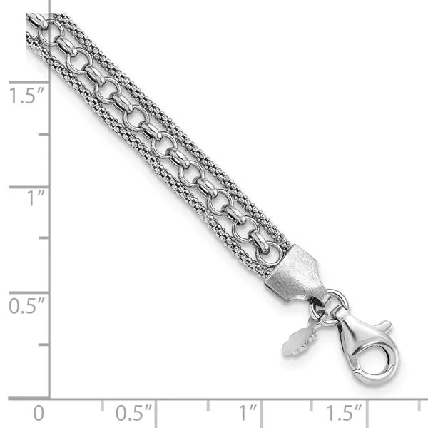 Leslie's Sterling Silver Rhodium-plated Polished Fancy Brace