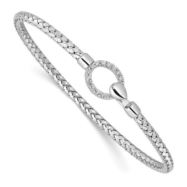 Sterling Silver RH-plated CZ Polished Braided Hook Bangle, Delfine's  Jewelry