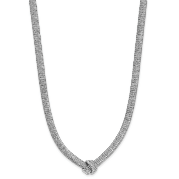 Leslie's Sterling Silver Rhod-plat Texture Wrapped Knot w/2in ext. Necklace Image 2 Ross Elliott Jewelers Terre Haute, IN