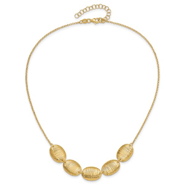Leslie's Sterling Silver Gold-tone Textured Ovals w/ 2in ext. Necklace Image 4 Karadema Inc Orlando, FL