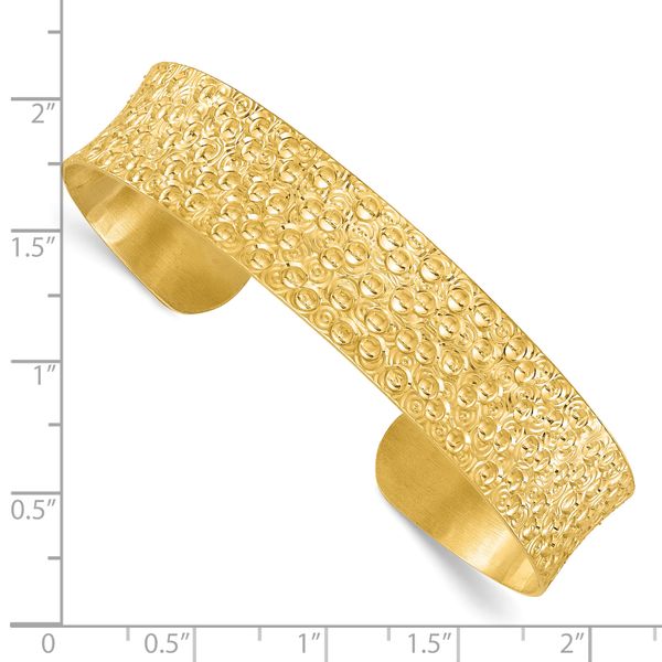 Leslie's Sterling Silver Gold-tone Textured Bangle Image 3 Peran & Scannell Jewelers Houston, TX