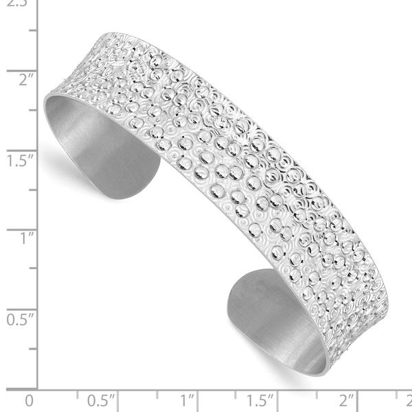 Leslie's Sterling Silver Rhodium-plated Textured Bangle Image 3 A. C. Jewelers LLC Smithfield, RI