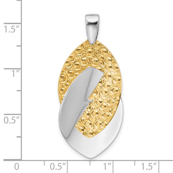 Leslie's SS Rhodium and Gold-tone Polished and Textured Pendant Image 4 Trenton Jewelers Ltd. Trenton, MI