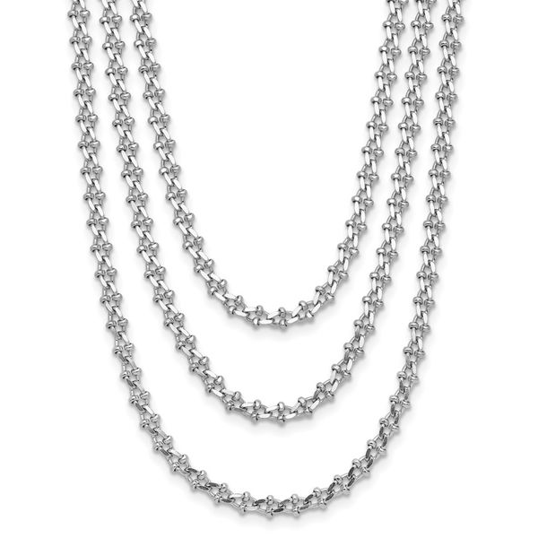 Leslie's Sterling Silver Rh-plated Polished 3-Strand w/1.5in ext. Necklace Jerald Jewelers Latrobe, PA