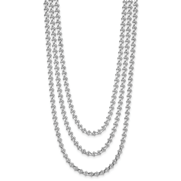 Leslie's Sterling Silver Rh-plated Polished 3-Strand w/1.5in ext. Necklace Image 2 Falls Jewelers Concord, NC