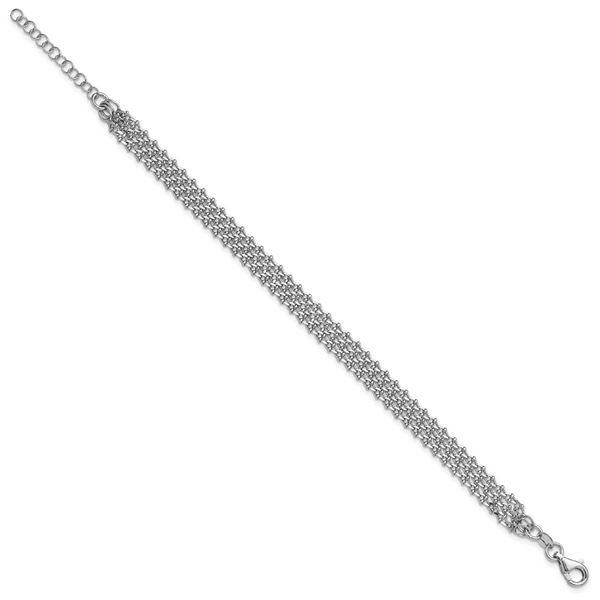 Leslie's Sterling Silver Rh-plated Polished 3-Strand w/1in ext. Bracelet Image 2 Bell Jewelers Murfreesboro, TN