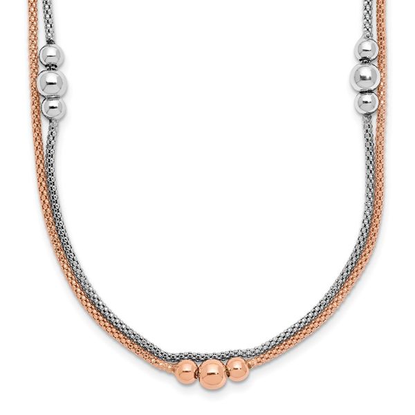 Leslie's Sterling Silver Rhodium and Rose-tone w/1.75in ext. Necklace The Hills Jewelry LLC Worthington, OH