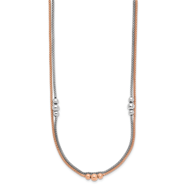 Leslie's Sterling Silver Rhodium and Rose-tone w/1.75in ext. Necklace Image 2 H. Brandt Jewelers Natick, MA