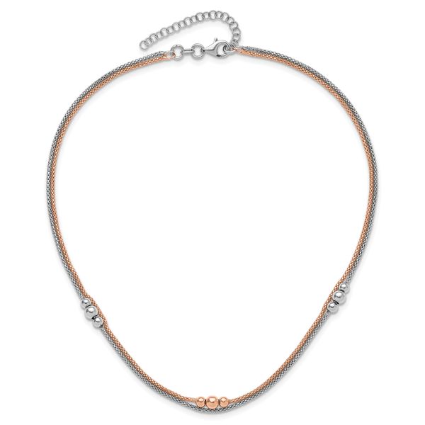 Leslie's Sterling Silver Rhodium and Rose-tone w/1.75in ext. Necklace Image 4 Trenton Jewelers Ltd. Trenton, MI
