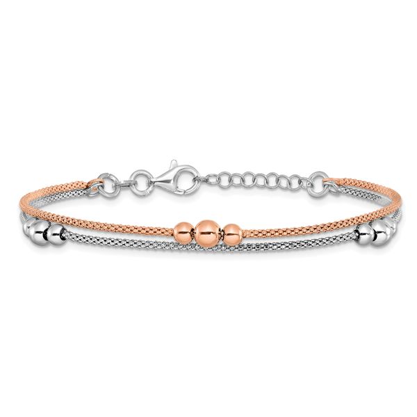 Leslie's Sterling Silver Rhodium and Rose-tone w/1in ext. Bracelet Image 3 James Douglas Jewelers LLC Monroeville, PA