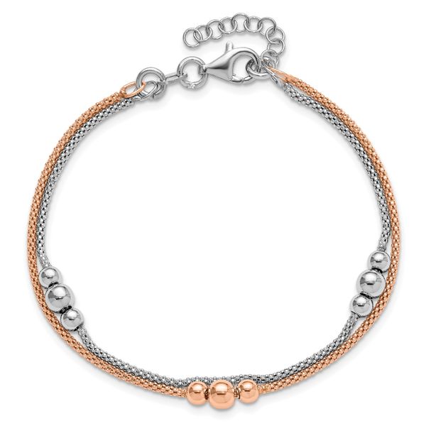 Leslie's Sterling Silver Rhodium and Rose-tone w/1in ext. Bracelet Image 4 A. C. Jewelers LLC Smithfield, RI