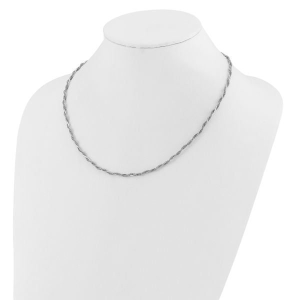 Leslie's Sterling Silver Rh-plated Polished Twisted w/2in. ext. Necklace Image 3 Bell Jewelers Murfreesboro, TN