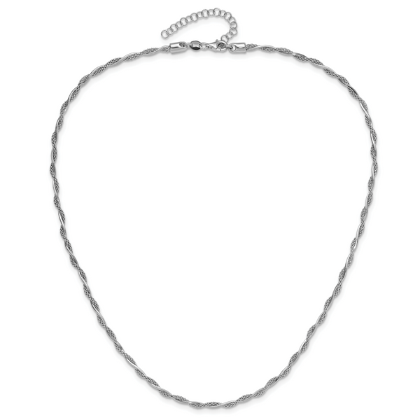 Leslie's Sterling Silver Rh-plated Polished Twisted w/2in. ext. Necklace Image 4 Johnson Jewellers Lindsay, ON
