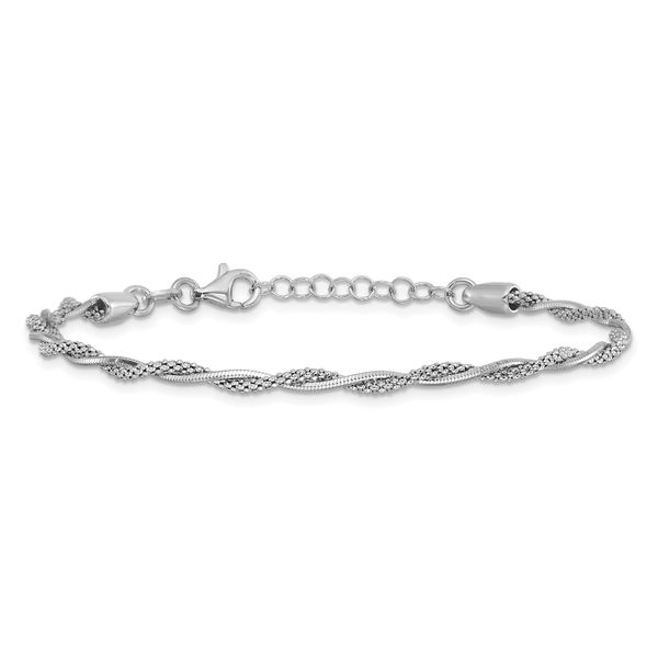Leslie's Sterling Silver Rh-plated Polished Twisted w/1in ext. Bracelet Image 3 Morin Jewelers Southbridge, MA
