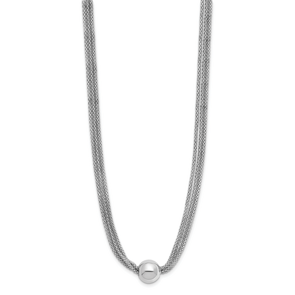 Leslie's Sterling Silver RH-plate Polished 3-Strand Bead w/2in ext. Necklac Image 2 Ask Design Jewelers Olean, NY