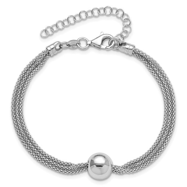 Leslie's Sterling Silver RH-plate Polished 3-Strand Bead w/2in ext. Bracele Image 4 Arlene's Fine Jewelry Vidalia, GA
