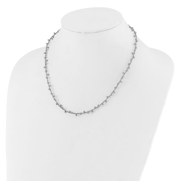 Leslie's Sterling Silver Rhod-plated Polished Beaded w/3in ext. Necklace Image 3 James Douglas Jewelers LLC Monroeville, PA