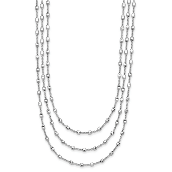 Leslie's Sterling Silver Rh-plated 3 Strand Beaded 16in w/2in ext. Necklace Image 2 L.I. Goldmine Smithtown, NY