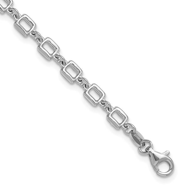 Leslie's Sterling Silver Rhodium-plated Square Link w/1in ext. Bracelet Cone Jewelers Carlsbad, NM