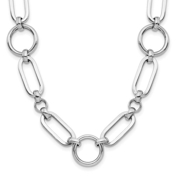 Leslie's Sterling Silver RH-plated Polished Fancy Link w/ 2in ext. Necklace Selman's Jewelers-Gemologist McComb, MS