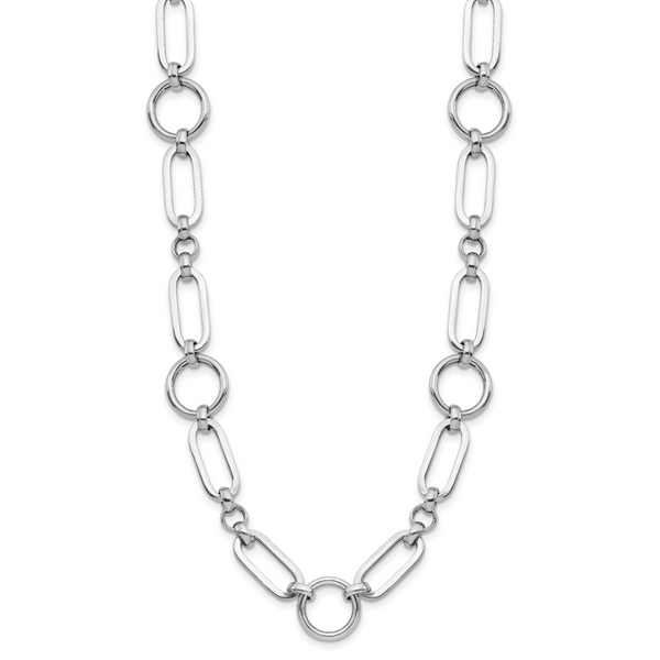 Leslie's Sterling Silver RH-plated Polished Fancy Link w/ 2in ext. Necklace Image 2 Van Scoy Jewelers Wyomissing, PA