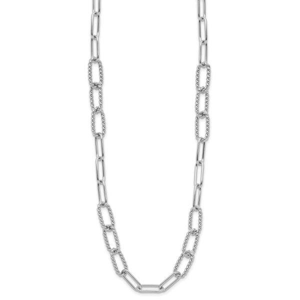 Leslie's Sterling Silver RH-plated Polished/Textured Fancy Link Necklace Image 2 Arlene's Fine Jewelry Vidalia, GA