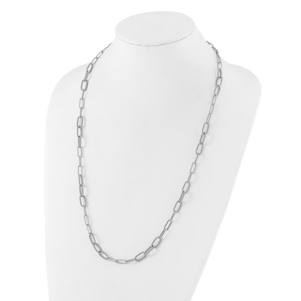 Leslie's Sterling Silver RH-plated Polished/Textured Fancy Link Necklace Image 3 Oak Valley Jewelers Oakdale, CA