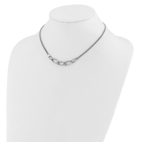 Leslie's Sterling Silver Rh-plat Polished Multi-Strand w/2in ext. Necklace Image 3 J. West Jewelers Round Rock, TX